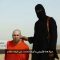 A man purported to be US journalist Steven Sotloff with an IS militant in video